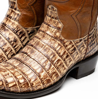Marco Di Milano Phoenix Men's Shoes Stone Orix Exotic Crocodile Skin Cowboy Boot (MDM1233)-AmbrogioShoes