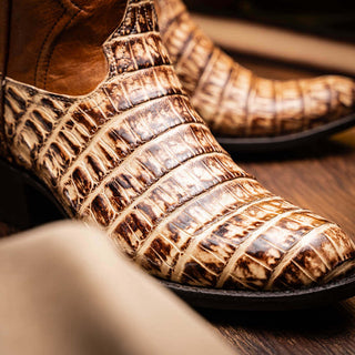 Marco Di Milano Phoenix Men's Shoes Stone Orix Exotic Crocodile Skin Cowboy Boot (MDM1233)-AmbrogioShoes