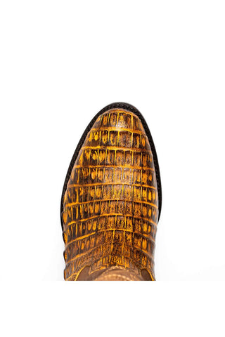 Marco Di Milano Phoenix Mustard Brown Exotic Crocodile Skin Cowboy Boot (MDM1234)-AmbrogioShoes