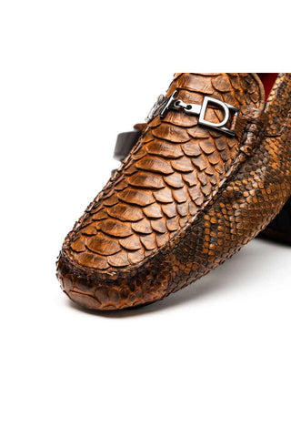 Marco Di Milano Pia Cognac Exotic Python Skin Horse-Bit Loafer (MDM1240)-AmbrogioShoes