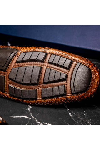 Marco Di Milano Pia Cognac Exotic Python Skin Horse-Bit Loafer (MDM1240)-AmbrogioShoes