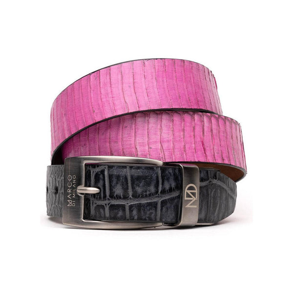 Marco Di Milano Pink & Gray Genuine Exotic Crocodile / Cobra Men's Belts (MDMB1014)-AmbrogioShoes