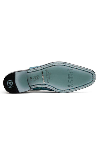 Marco Di Milano Pissa Aqua & White Genuine Caiman Crocodile / Lizard Patchwork Derby (MDM1209)-AmbrogioShoes