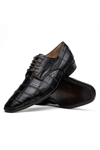 Marco Di Milano Pissa Brown Genuine Caiman Crocodile / Lizard Patchwork Derby (MDM1209)-AmbrogioShoes