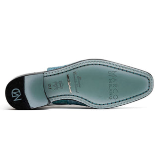 Marco Di Milano Pissa Men's Shoes Aqua & White Genuine Caiman Crocodile / Lizard Patchwork Derby (MDM1209)-AmbrogioShoes