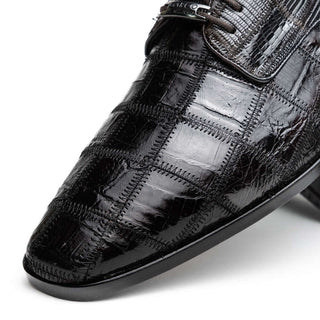 Marco Di Milano Pissa Men's Shoes Brown Genuine Caiman Crocodile / Lizard Patchwork Derby (MDM1209)-AmbrogioShoes