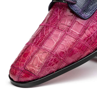 Marco Di Milano Pissa Men's Shoes Pink & Purple Genuine Caiman Crocodile / Lizard Patchwork Derby (MDM1209)-AmbrogioShoes
