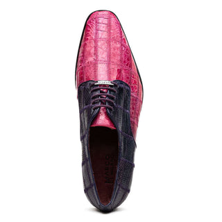 Marco Di Milano Pissa Men's Shoes Pink & Purple Genuine Caiman Crocodile / Lizard Patchwork Derby (MDM1209)-AmbrogioShoes