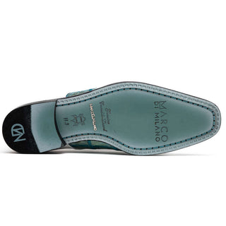 Marco Di Milano Pissa Men's Shoes Turquoise & White Genuine Caiman Crocodile / Lizard Patchwork Derby (MDM1209)-AmbrogioShoes