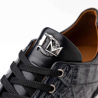 Marco Di Milano Portici Gray & Black Exotic Lizard / Crocodile Casual Sneakers (MDM1016)-AmbrogioShoes