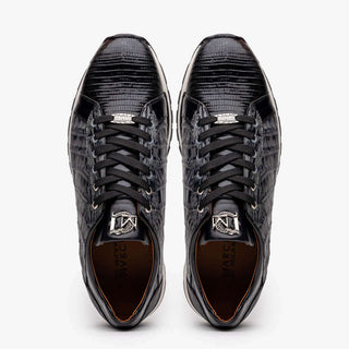 Marco Di Milano Portici Gray & Black Exotic Lizard / Crocodile Casual Sneakers (MDM1016)-AmbrogioShoes