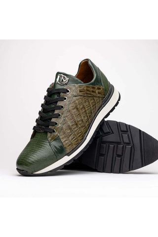 Marco Di Milano Portici Green & Olive Exotic Lizard / Crocodile Casual Sneakers (MDM1016)-AmbrogioShoes