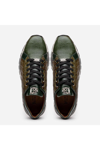 Marco Di Milano Portici Green & Olive Exotic Lizard / Crocodile Casual Sneakers (MDM1016)-AmbrogioShoes