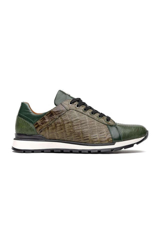 Marco Di Milano Portici Green & Olive Exotic Lizard / Crocodile Casual Sneakers (MDM1016)-AmbrogioShoes