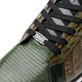 Marco Di Milano Portici Men's Shoes Green & Olive Exotic Lizard / Crocodile Casual Sneakers (MDM1016)-AmbrogioShoes