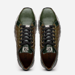 Marco Di Milano Portici Men's Shoes Green & Olive Exotic Lizard / Crocodile Casual Sneakers (MDM1016)-AmbrogioShoes