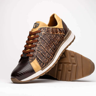 Marco Di Milano Portici Men's Shoes Orix & Brown Exotic Lizard / Crocodile Casual Sneakers (MDM1016)-AmbrogioShoes