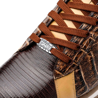 Marco Di Milano Portici Men's Shoes Orix & Brown Exotic Lizard / Crocodile Casual Sneakers (MDM1016)-AmbrogioShoes