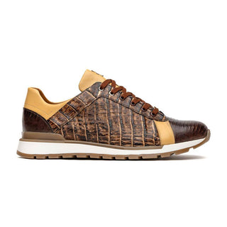 Marco Di Milano Portici Men's Shoes Orix & Brown Exotic Lizard / Crocodile Casual Sneakers (MDM1016)-AmbrogioShoes