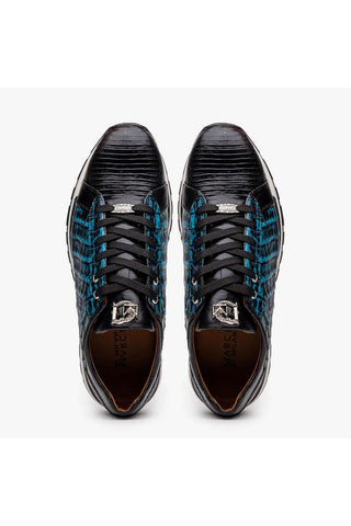 Marco Di Milano Portici Navy & Black Exotic Lizard / Crocodile Casual Sneakers (MDM1016)-AmbrogioShoes