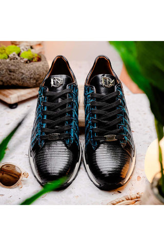 Marco Di Milano Portici Navy & Black Exotic Lizard / Crocodile Casual Sneakers (MDM1016)-AmbrogioShoes