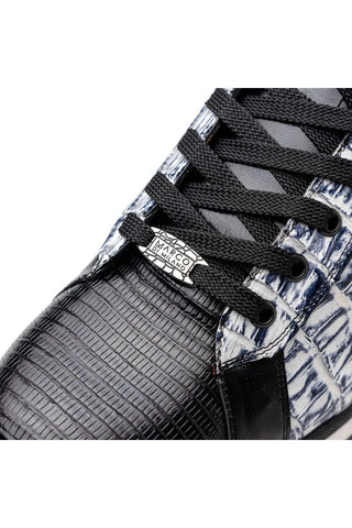 Marco Di Milano Portici Newspaper & Black Exotic Lizard / Crocodile Casual Sneakers (MDM1016)-AmbrogioShoes