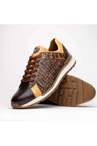 Marco Di Milano Portici Orix & Brown Exotic Lizard / Crocodile Casual Sneakers (MDM1016)-AmbrogioShoes