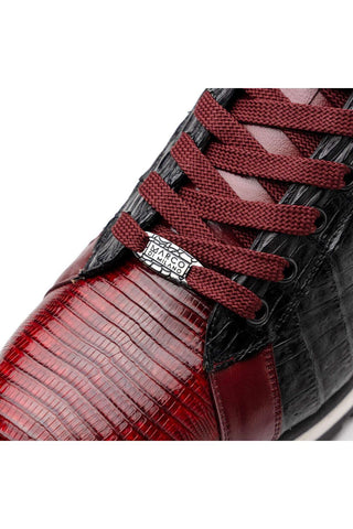 Marco Di Milano Portici Wine & Black Exotic Lizard / Crocodile Casual Sneakers (MDM1016)-AmbrogioShoes