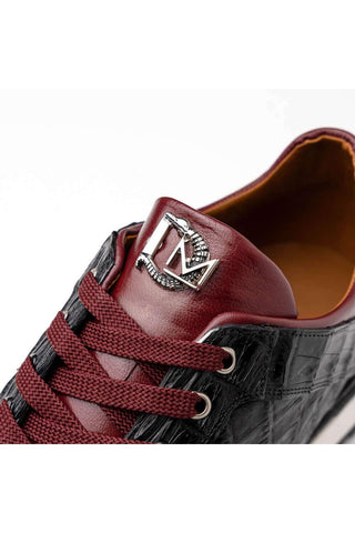 Marco Di Milano Portici Wine & Black Exotic Lizard / Crocodile Casual Sneakers (MDM1016)-AmbrogioShoes