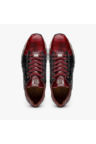 Marco Di Milano Portici Wine & Black Exotic Lizard / Crocodile Casual Sneakers (MDM1016)-AmbrogioShoes