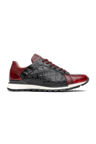 Marco Di Milano Portici Wine & Black Exotic Lizard / Crocodile Casual Sneakers (MDM1016)-AmbrogioShoes