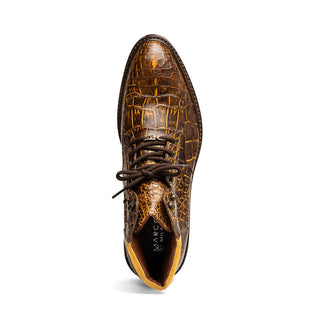 Marco Di Milano Potenza Men's Shoes Mustard & Brown Exotic Crocodile / Leather Lace Up Boots (MDM1202)-AmbrogioShoes