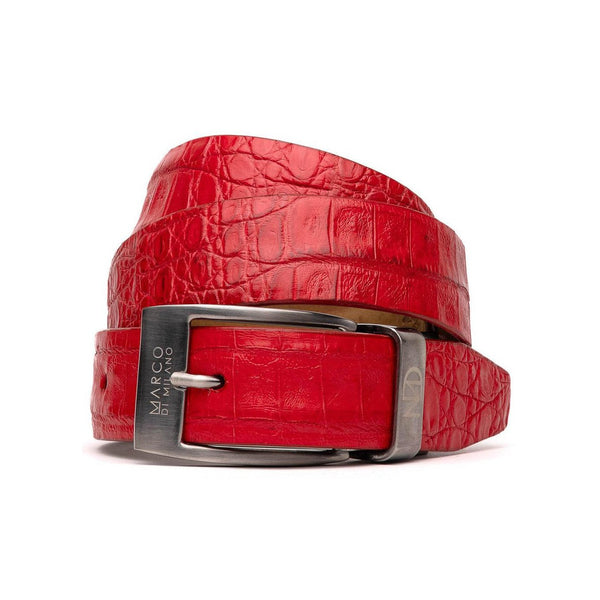 Marco Di Milano Red Genuine Exotic Crocodile Men's Belts (MDMB1024)-AmbrogioShoes
