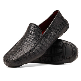 Marco Di Milano Remo Black Exotic Crocodile Moccasin Driver Loafers (MDM1188)-AmbrogioShoes