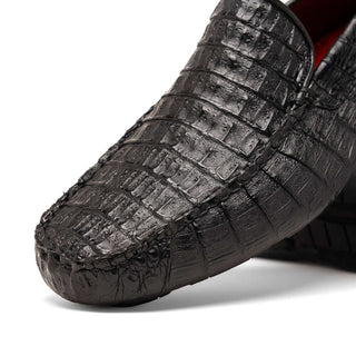 Marco Di Milano Remo Black Exotic Crocodile Moccasin Driver Loafers (MDM1188)-AmbrogioShoes