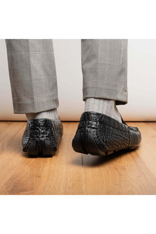 Marco Di Milano Remo Crocodile Moccasin Driver - Black-AmbrogioShoes