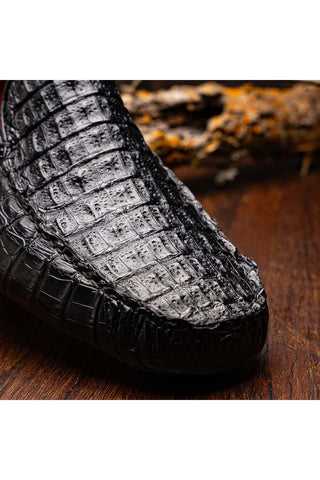 Marco Di Milano Remo Crocodile Moccasin Driver - Black-AmbrogioShoes