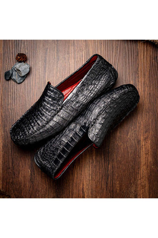 Marco Di Milano Remo Crocodile Moccasin Driver - Black-AmbrogioShoes