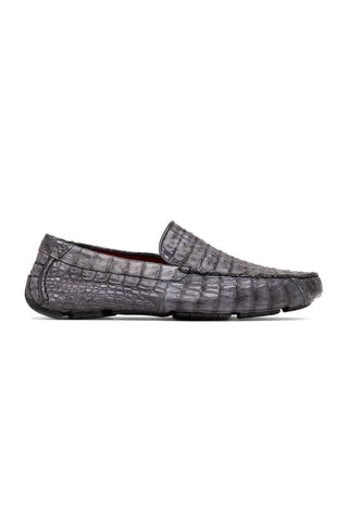 Marco Di Milano Remo Gray Exotic Crocodile Moccasin Driver Loafers (MDM1188)-AmbrogioShoes