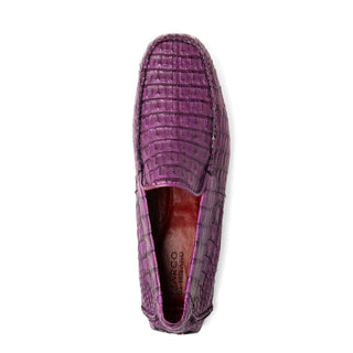 Marco Di Milano Remo Men's Shoes Purple Exotic Crocodile Moccasin Driver Loafers (MDM1188)-AmbrogioShoes