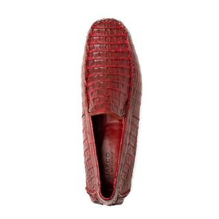 Marco Di Milano Remo Men's Shoes Wine Exotic Crocodile Moccasin Driver Loafers (MDM1188)-AmbrogioShoes