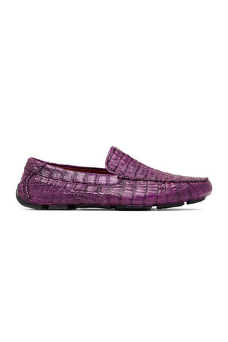 Marco Di Milano Remo Purple Exotic Crocodile Moccasin Driver Loafers (MDM1188)-AmbrogioShoes