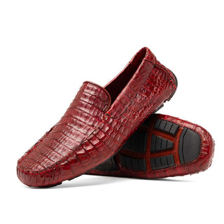 Marco Di Milano Remo Wine Exotic Crocodile Moccasin Driver Loafers (MDM1188)-AmbrogioShoes