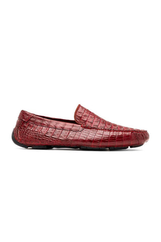 Marco Di Milano Remo Wine Exotic Crocodile Moccasin Driver Loafers (MDM1188)-AmbrogioShoes