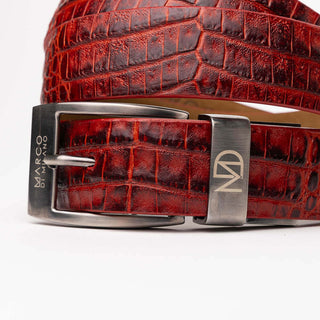 Marco Di Milano Riccardo Men's Antique Red Genuine Crocodile Belts (MDMB1050)-AmbrogioShoes
