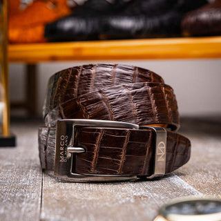 Marco Di Milano Riccardo Men's Dark Brown Genuine Crocodile Belts (MDMB1050)-AmbrogioShoes