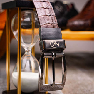 Marco Di Milano Riccardo Men's Dark Brown Genuine Crocodile Belts (MDMB1050)-AmbrogioShoes