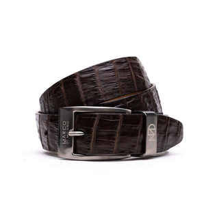 Marco Di Milano Riccardo Men's Dark Brown Genuine Crocodile Belts (MDMB1050)-AmbrogioShoes