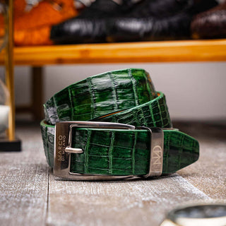 Marco Di Milano Riccardo Men's Forest Green Genuine Crocodile Belts (MDMB1050)-AmbrogioShoes