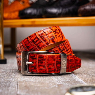 Marco Di Milano Riccardo Men's Rustic Cognac Genuine Crocodile Belts (MDMB1050)-AmbrogioShoes